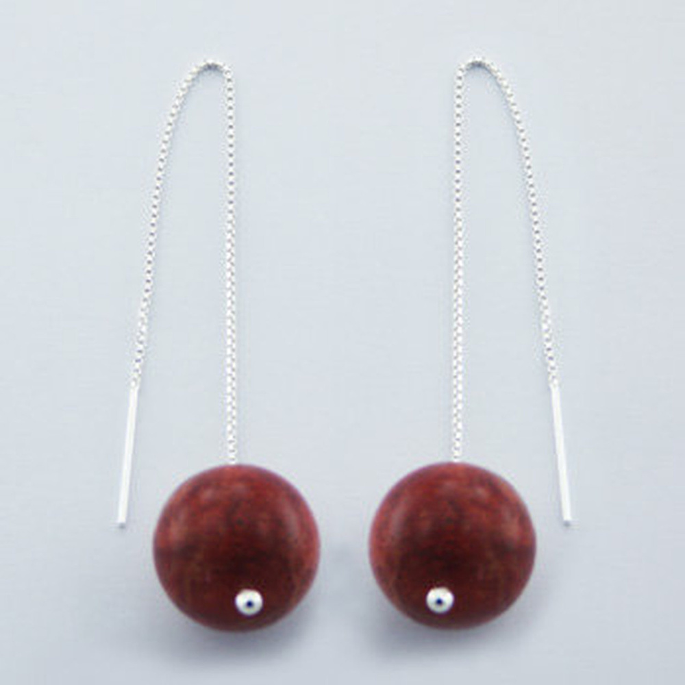 Sterling Silver High Fashion Coral Threader Earrin